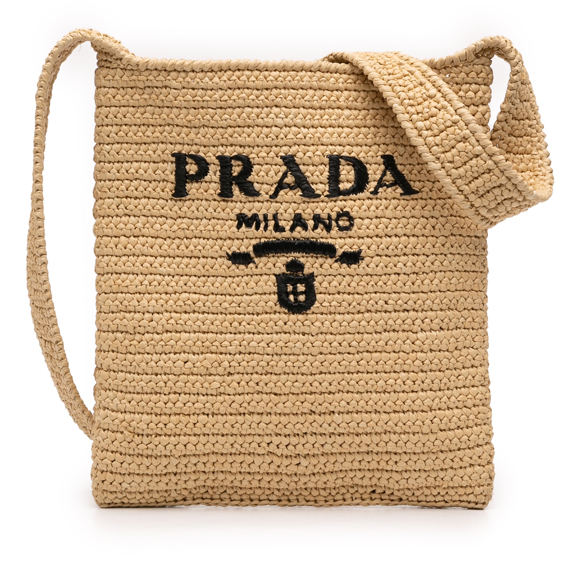 Raffia Effect Crochet Logo Embroidered Crossbody - Image 1