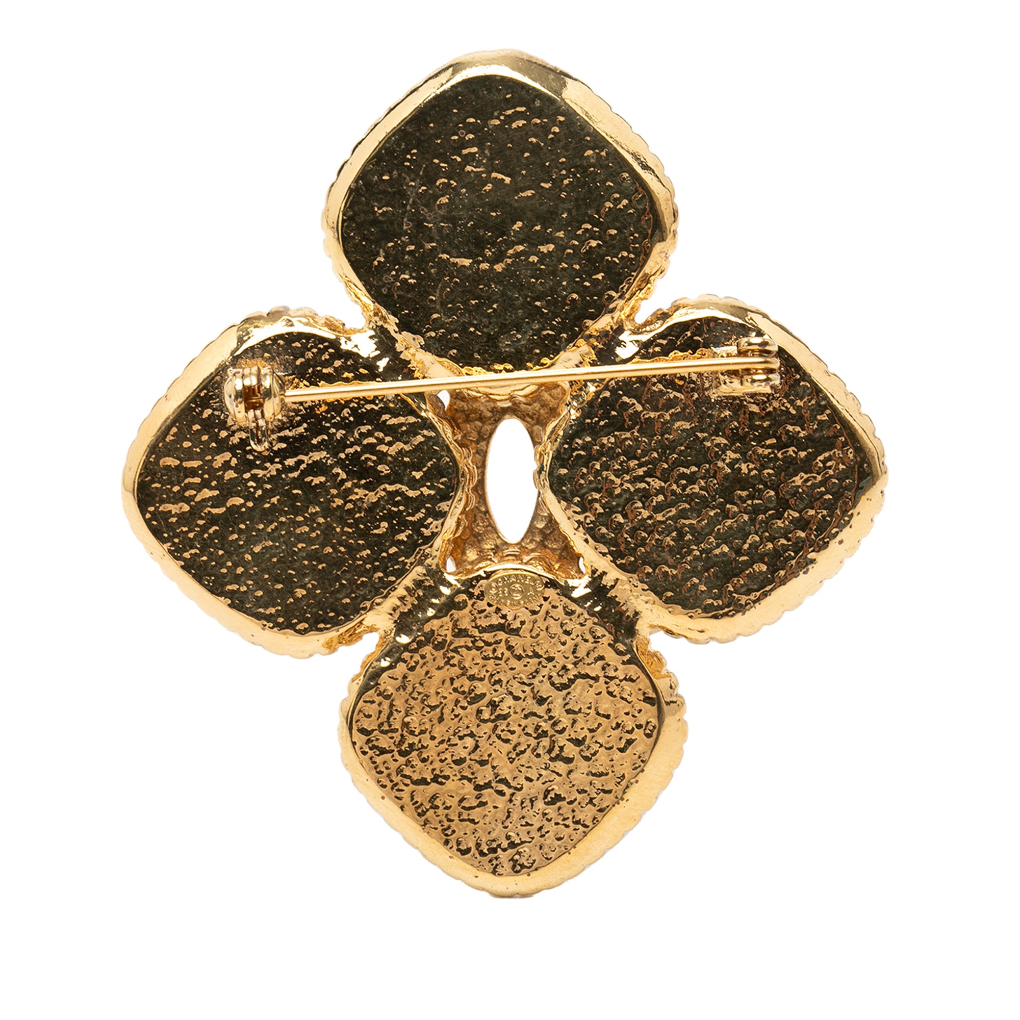 Gold Plated Coco Mark Flower Brooch - Image 2