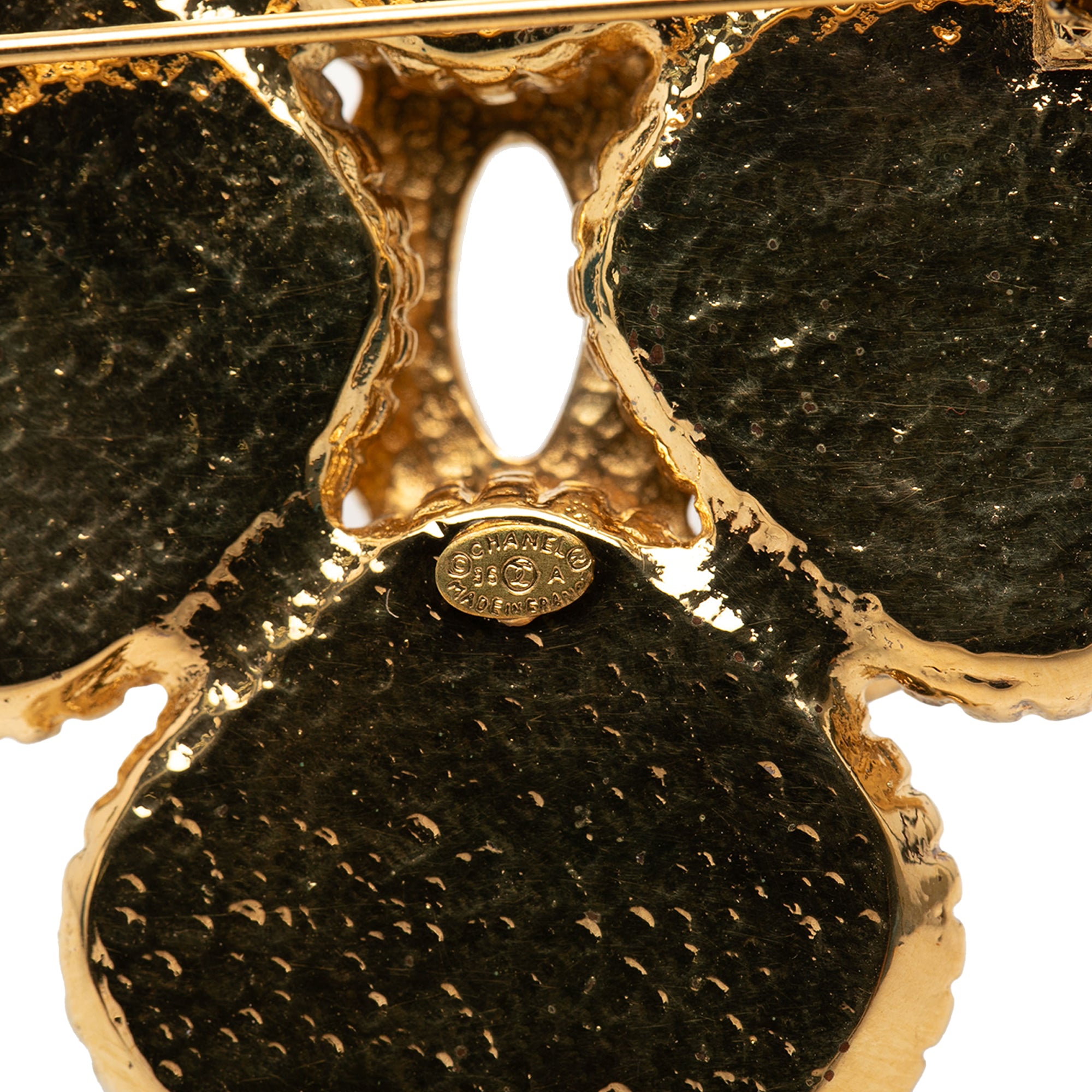 Gold Plated Coco Mark Flower Brooch - Image 3