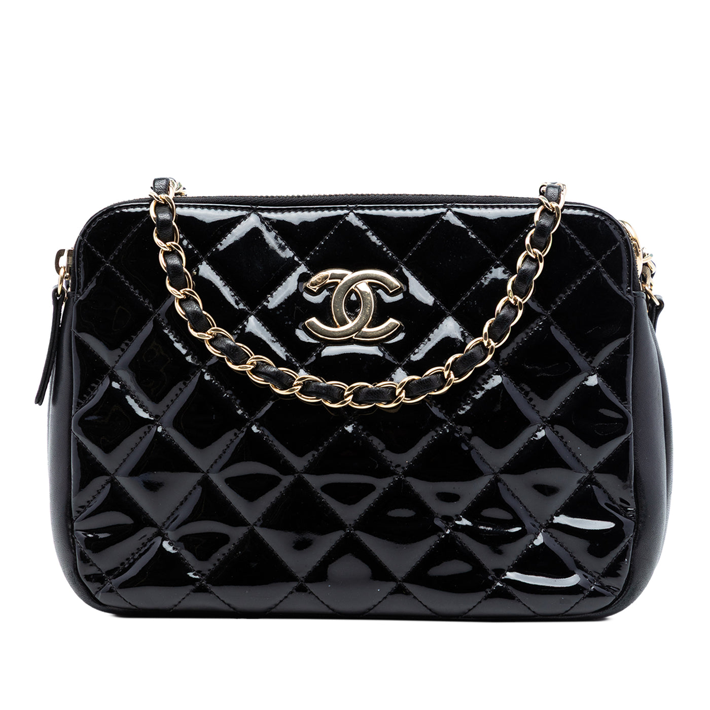 CC Quilted Patent Double Zip Camera Bag - Image 1
