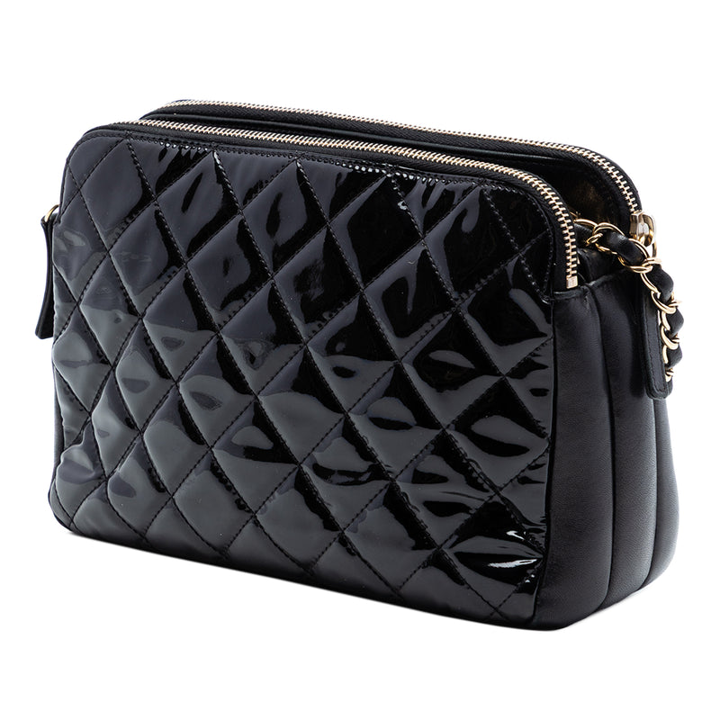 CC Quilted Patent Double Zip Camera Bag - Image 2