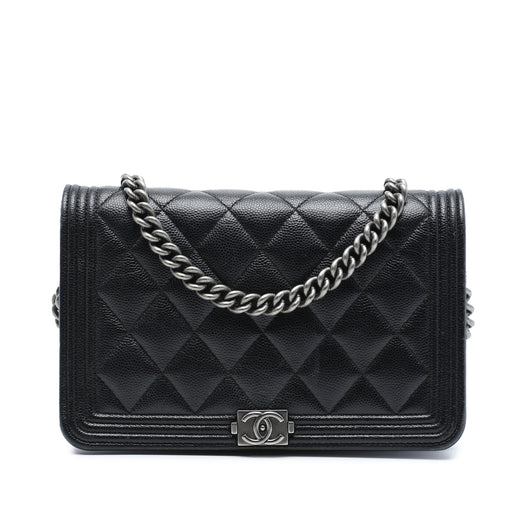 Quilted Caviar Boy Wallet on Chain - Image 1