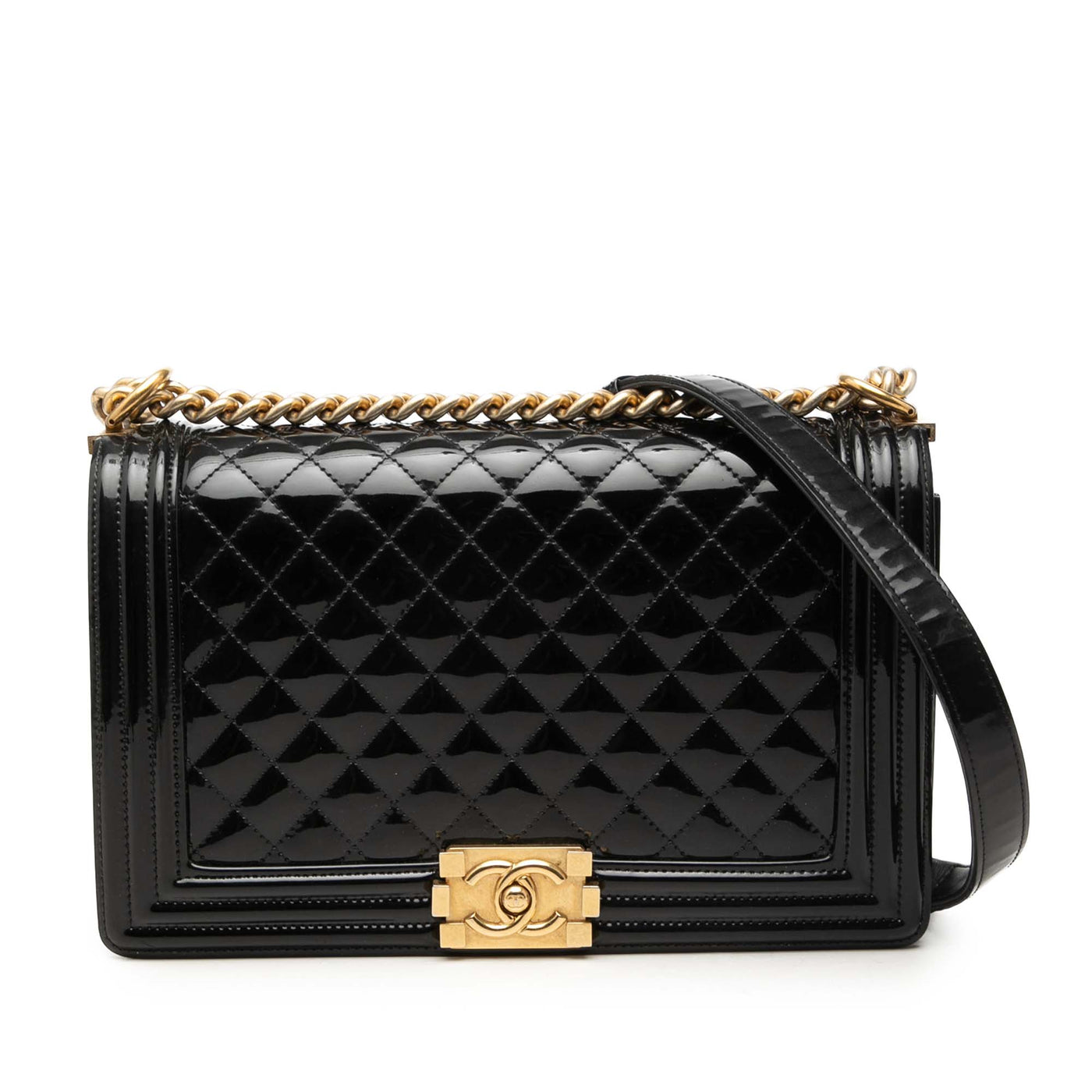 Medium Quilted Patent Boy Flap - Image 1
