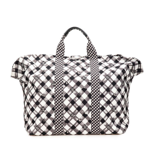 Printed Canvas Gingham Weekender Tote - Image 1