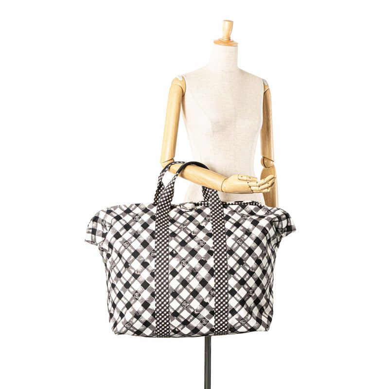 Printed Canvas Gingham Weekender Tote - Image 10