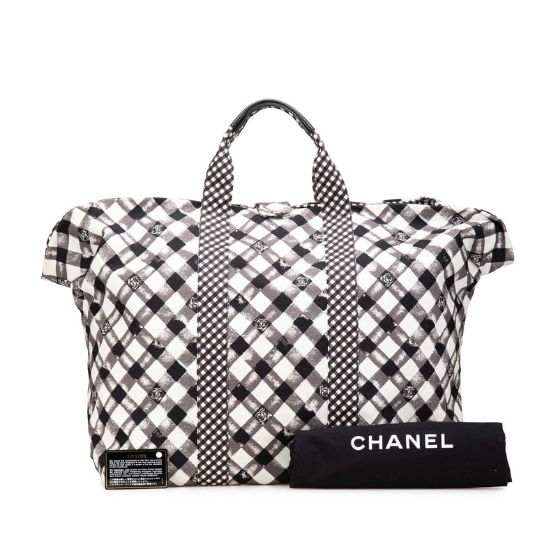 Printed Canvas Gingham Weekender Tote - Image 11
