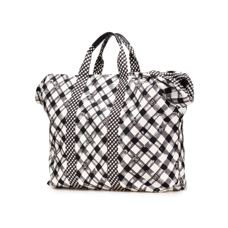 Printed Canvas Gingham Weekender Tote - Image 2