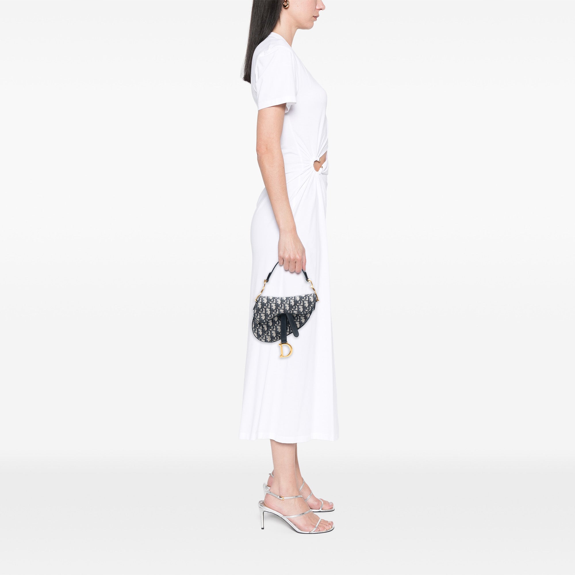 Mini Oblique Canvas Saddle Bag - Image 7