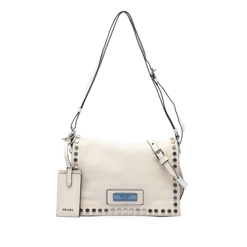 Glace Calfskin Studded Etiquette Flap