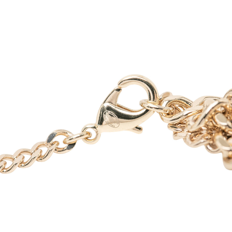 CC Gold Plated Denim Leather Woven Chain Round Pendant Necklace - Image 5