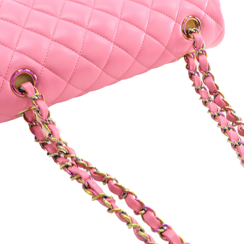 Small Classic Lambskin Rainbow Hardware Double Flap - Image 13