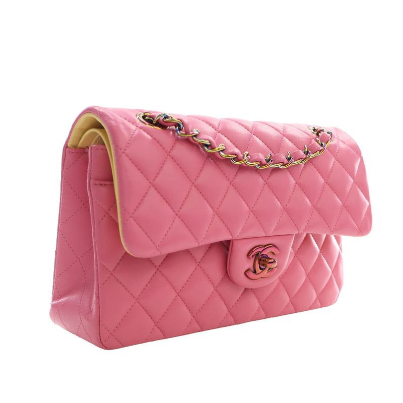 Small Classic Lambskin Rainbow Hardware Double Flap - Image 2