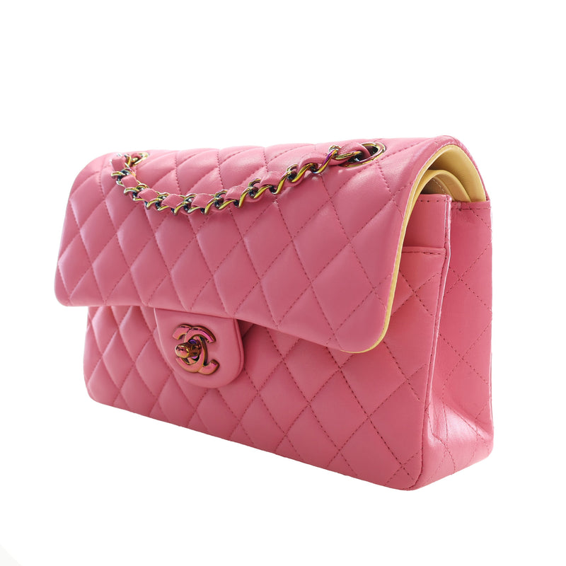Small Classic Lambskin Rainbow Hardware Double Flap - Image 3