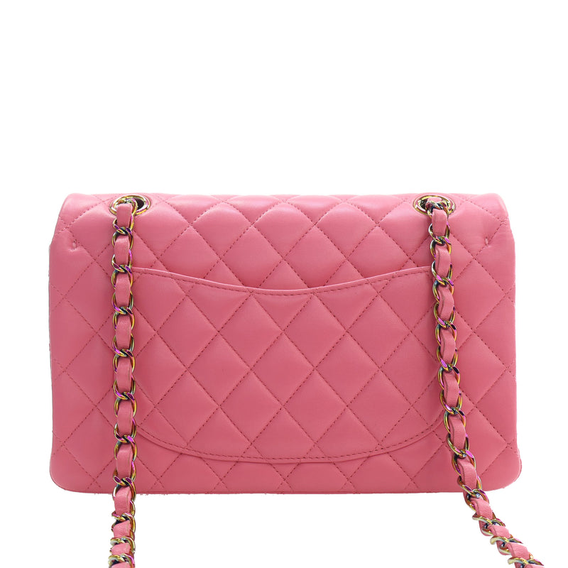 Small Classic Lambskin Rainbow Hardware Double Flap - Image 4