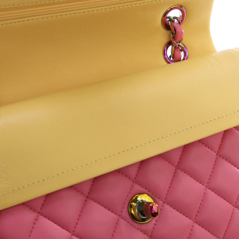 Small Classic Lambskin Rainbow Hardware Double Flap - Image 9