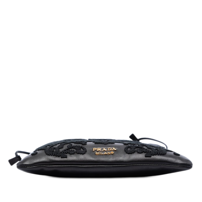 Embroidered Leather Drawstring Pouch - Image 3