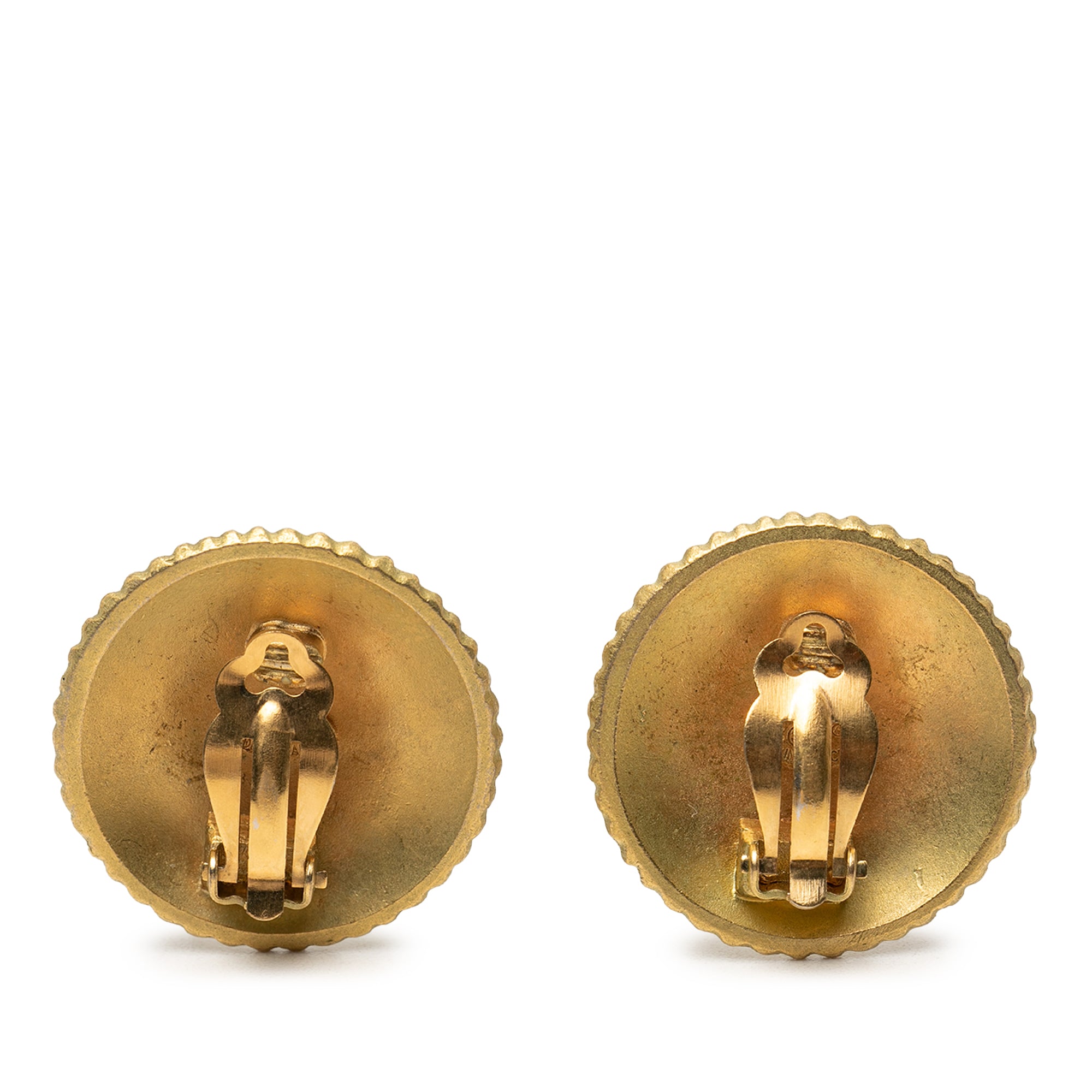 Gold Plated Coco Round Clip On Earrings - Image 2