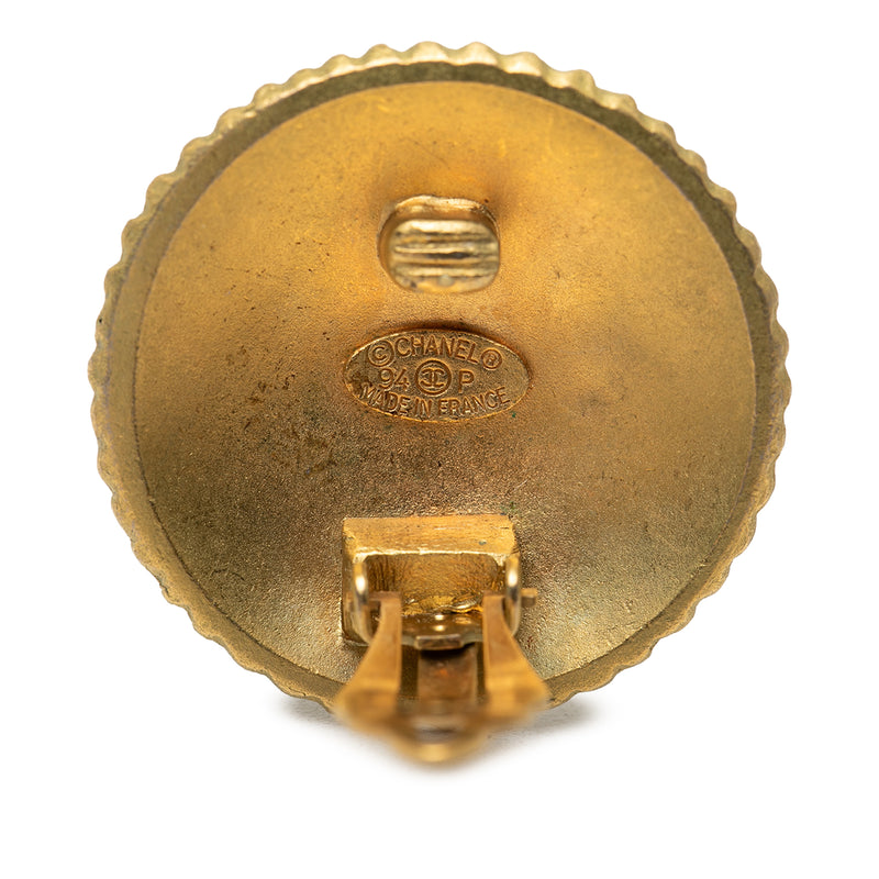 Gold Plated Coco Round Clip On Earrings - Image 3