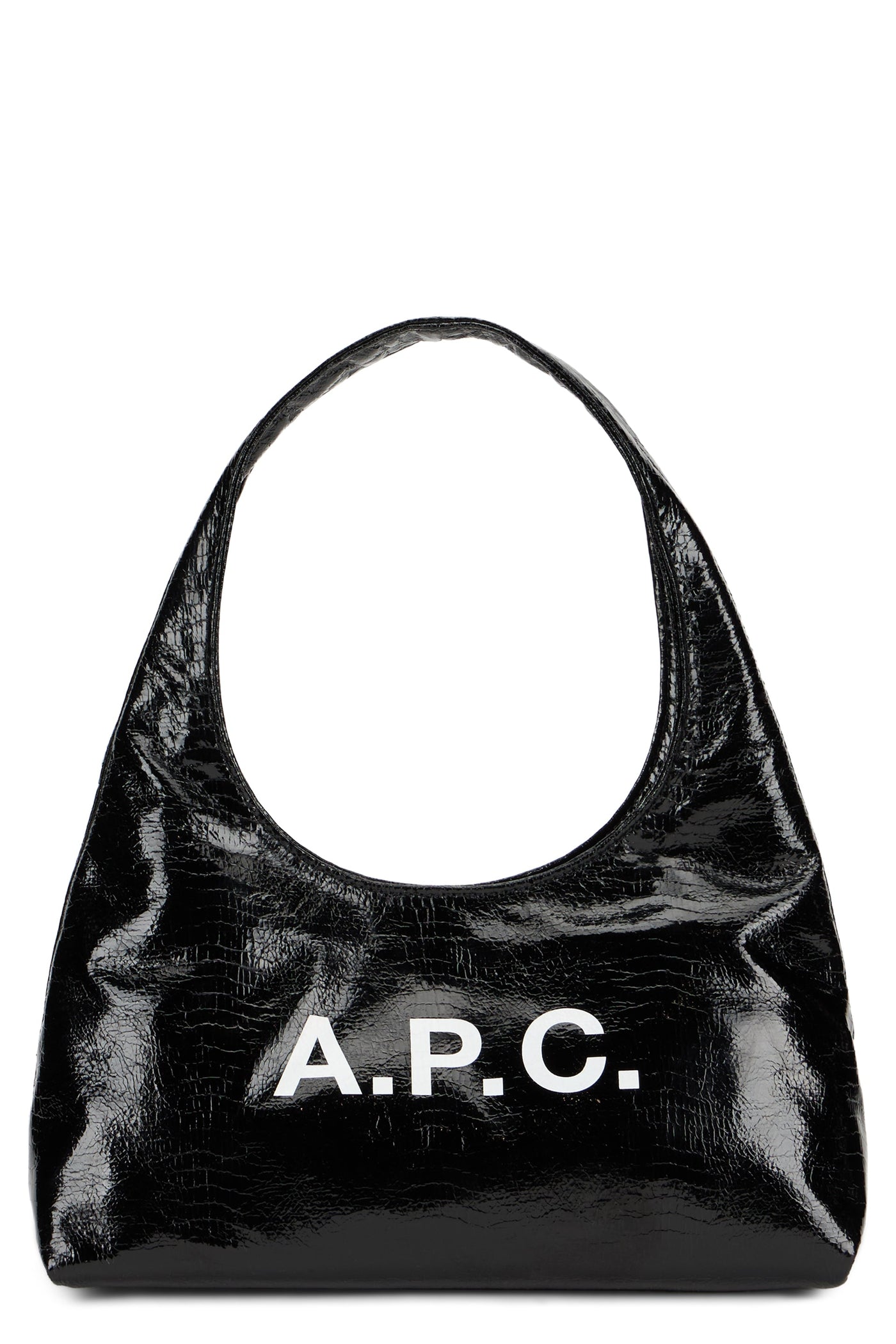 A.p.c. Logo-Embellished Crinkled Polyurethane Shoulder Bag — Black