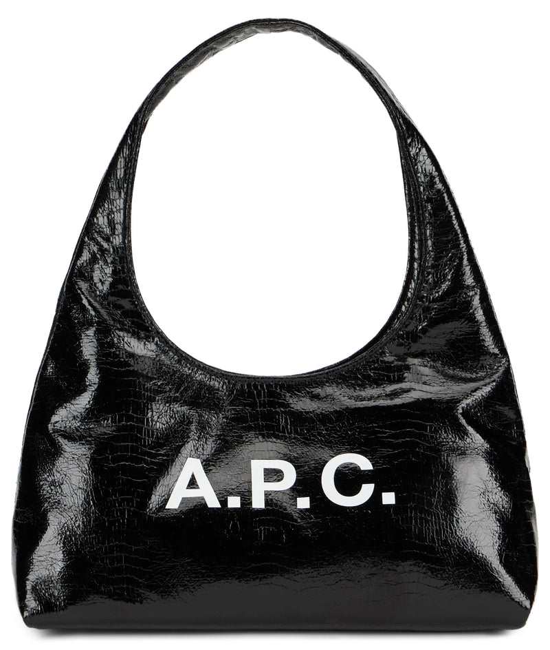A.p.c. Logo-Embellished Crinkled Polyurethane Shoulder Bag — Black