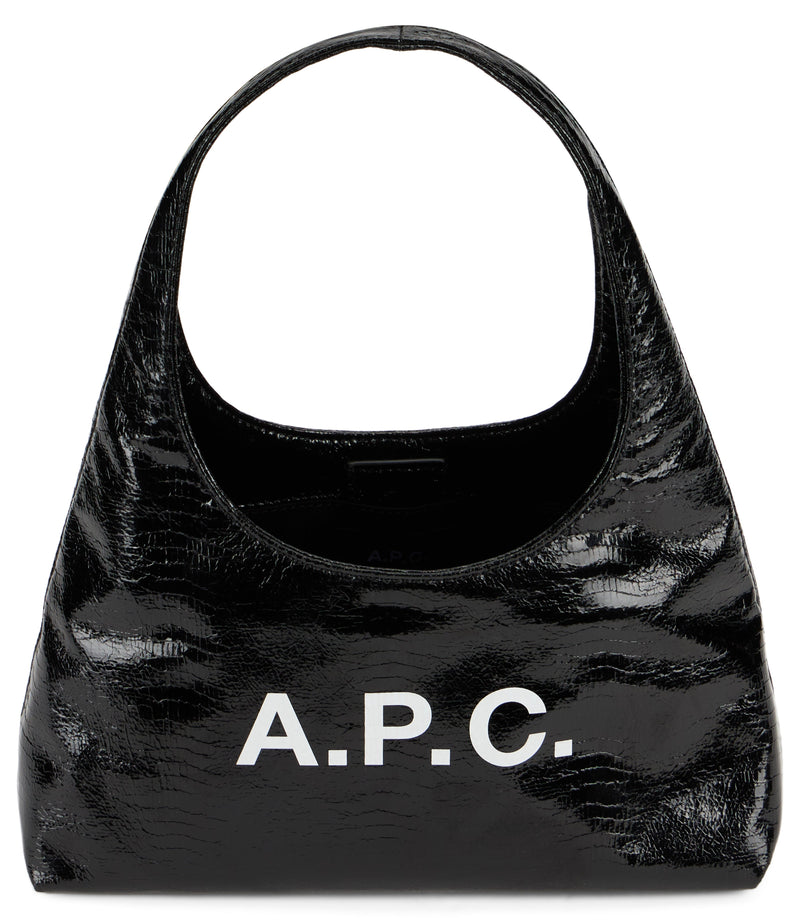 A.p.c. Logo-Embellished Crinkled Polyurethane Shoulder Bag — Black