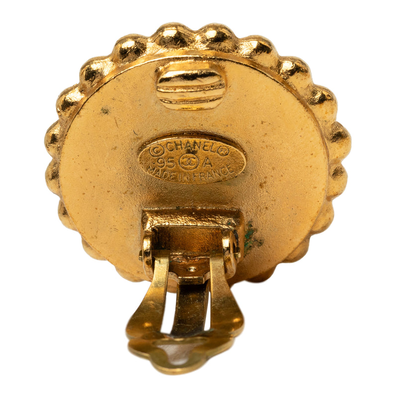 CC Gold Plated Enamel Round Clip On Earrings - Image 3
