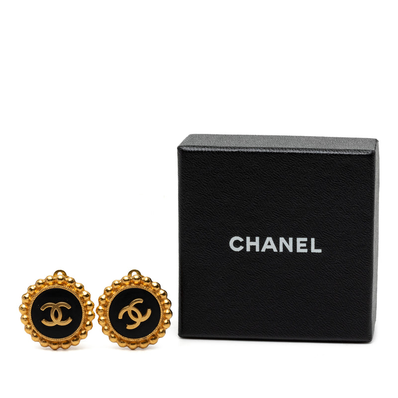 CC Gold Plated Enamel Round Clip On Earrings - Image 4