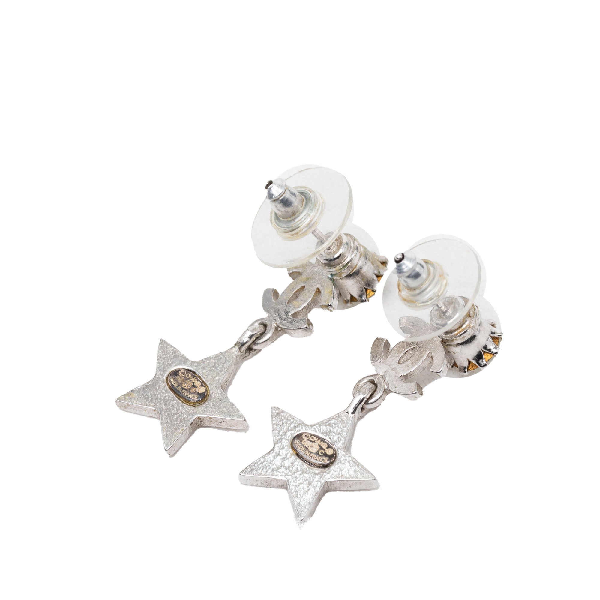 CC Brass and Strass Star Drop Push Back Earrings - Image 2