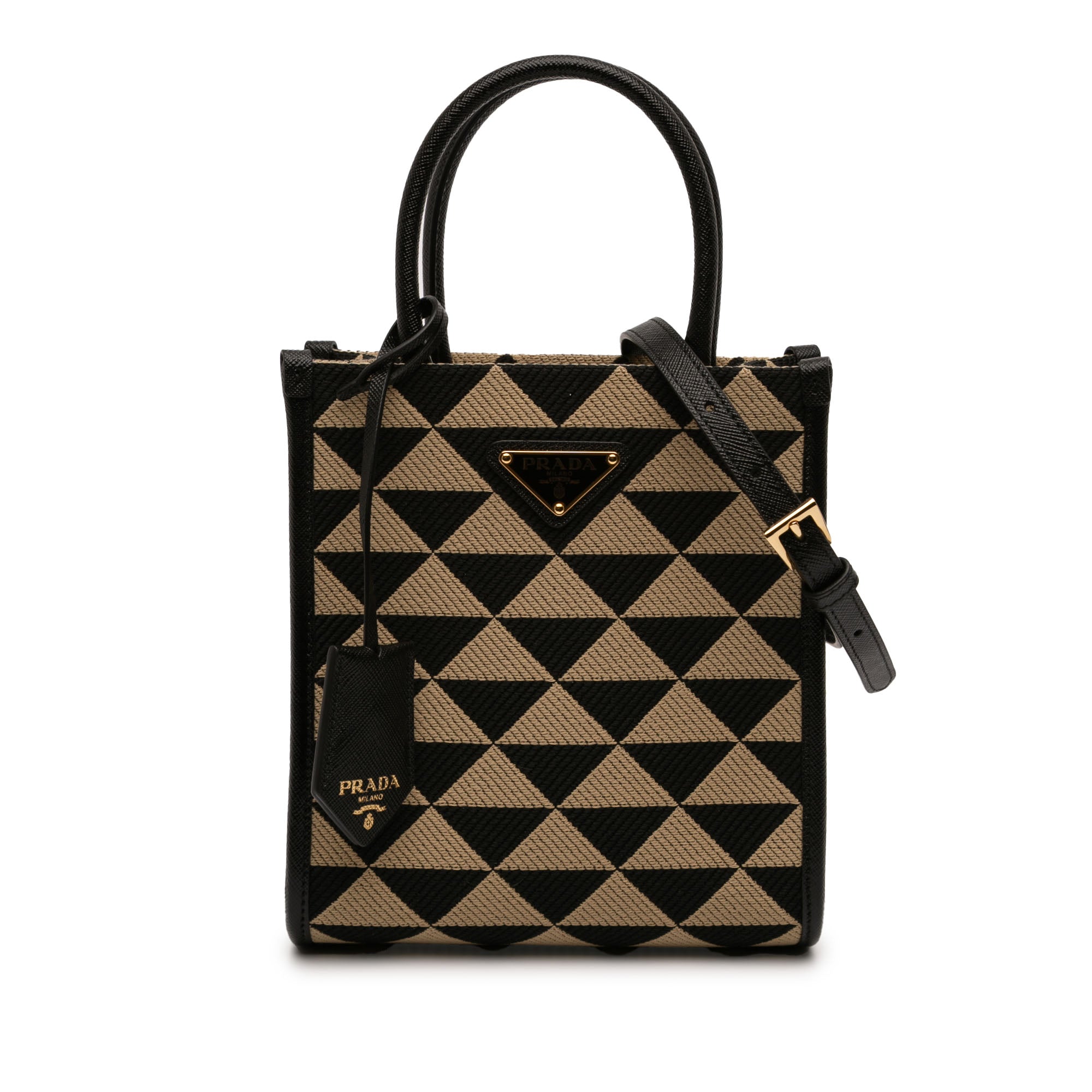 Mini Embroidered Jacquard Symbole Triangolo Satchel - Image 1