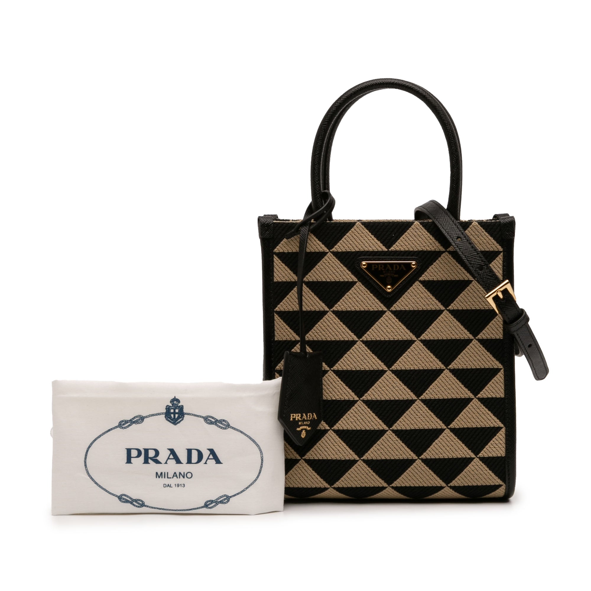 Mini Embroidered Jacquard Symbole Triangolo Satchel - Image 7