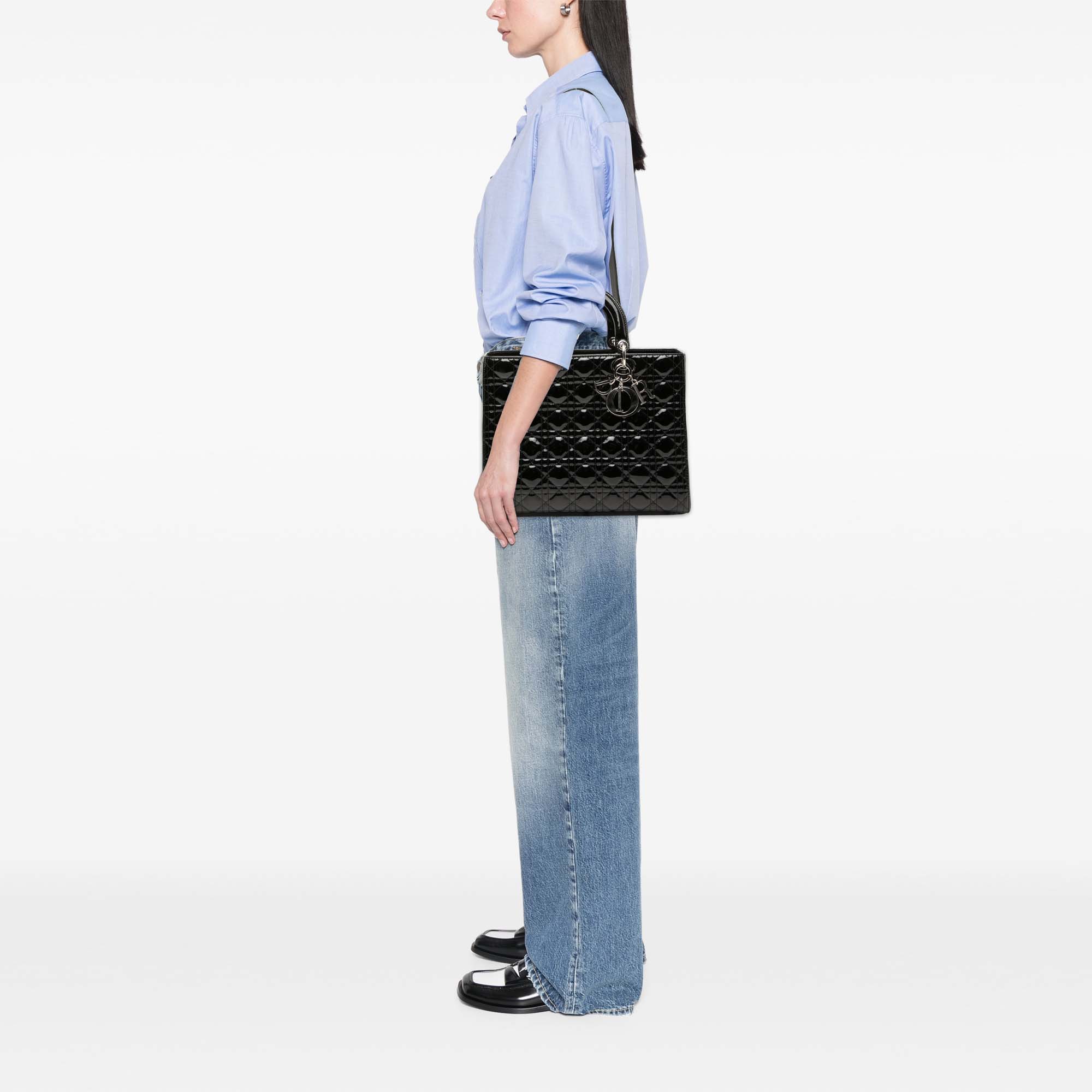 Large Patent Cannage Lady Dior - Image 7