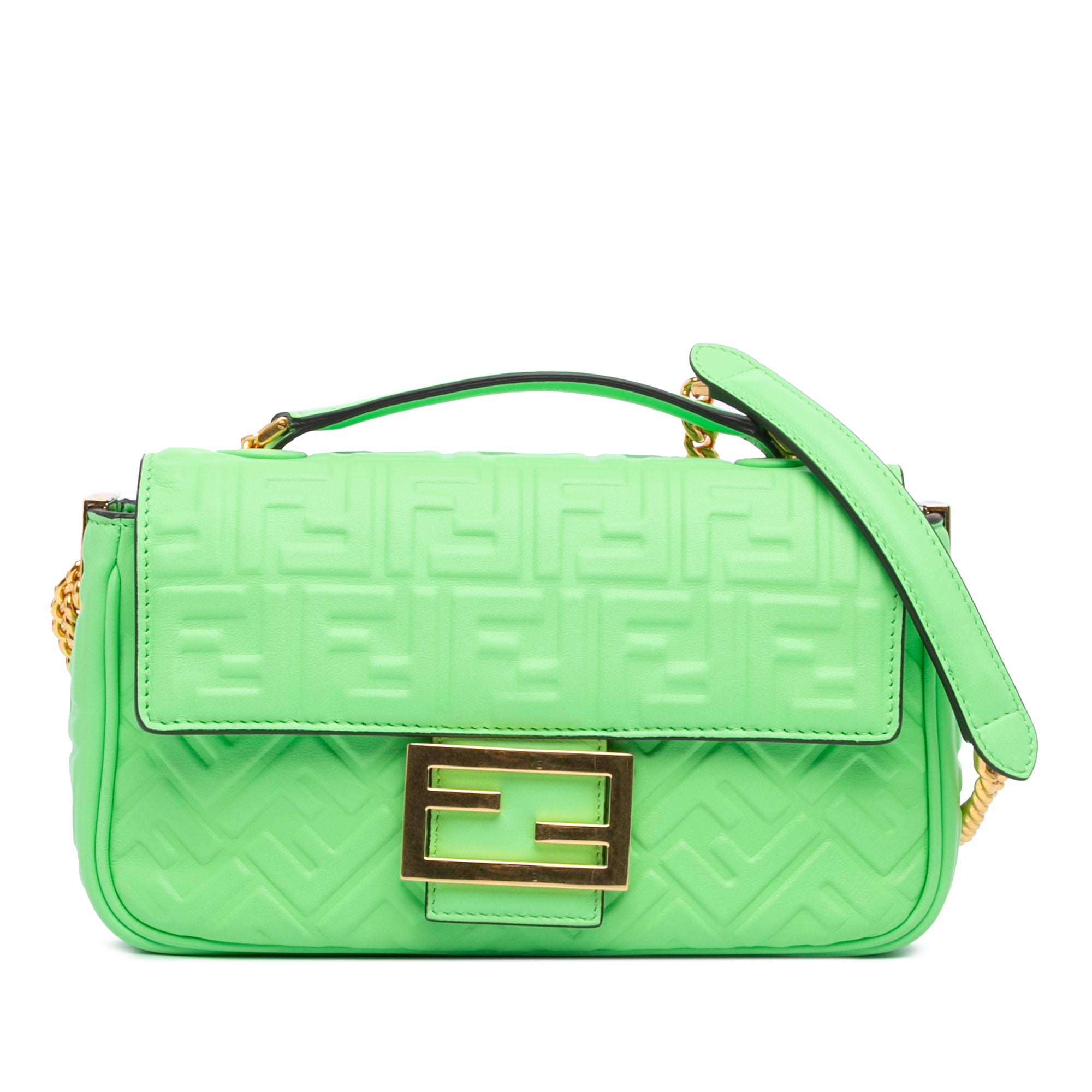 Zucca Embossed Leather Chain Midi Baguette - Image 1