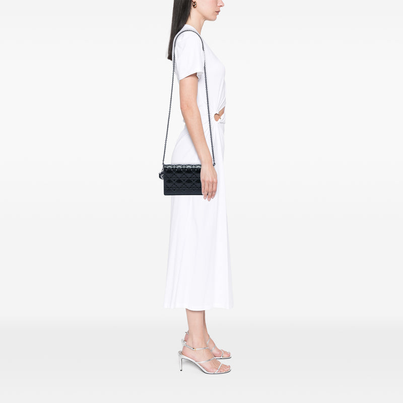 Calfskin Cannage Diamond Lady Dior Wallet On Chain - Image 6