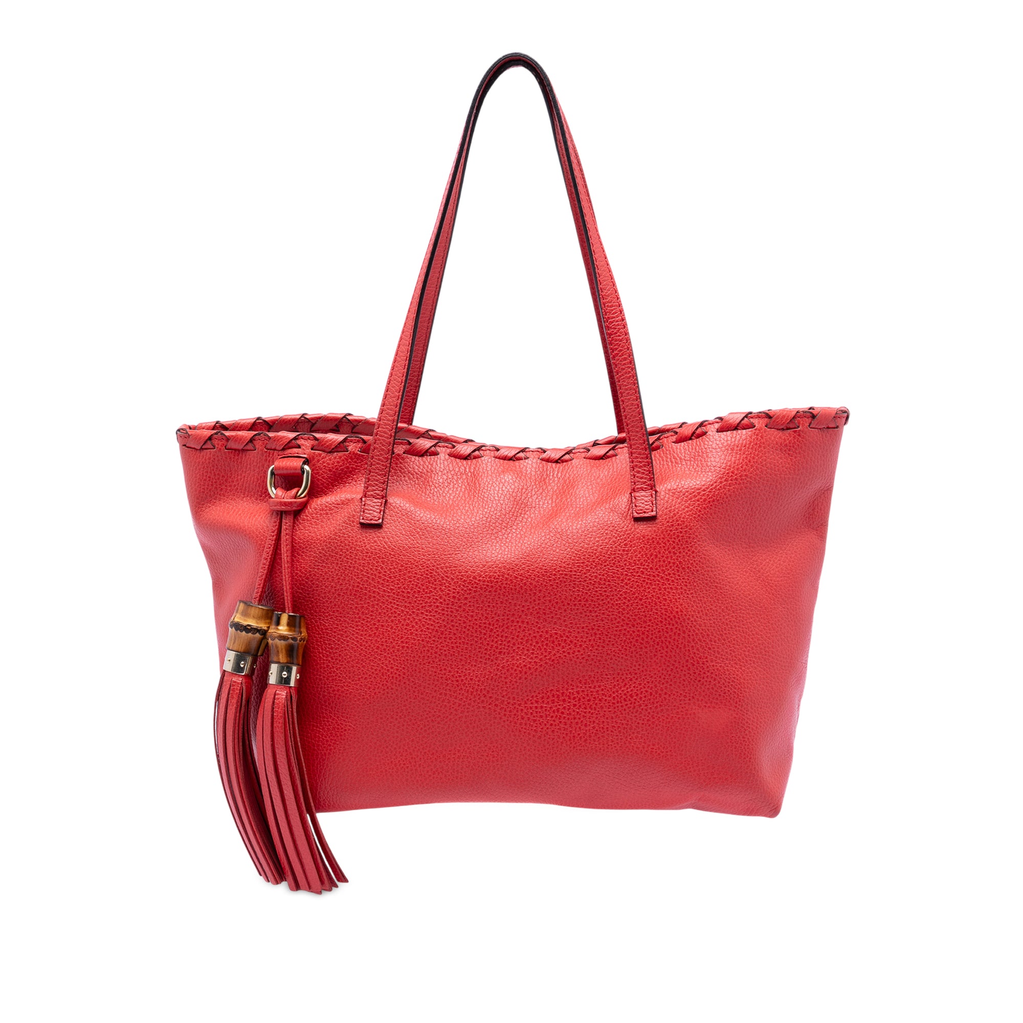 Leather Bamboo Tassel Tote - Image 1