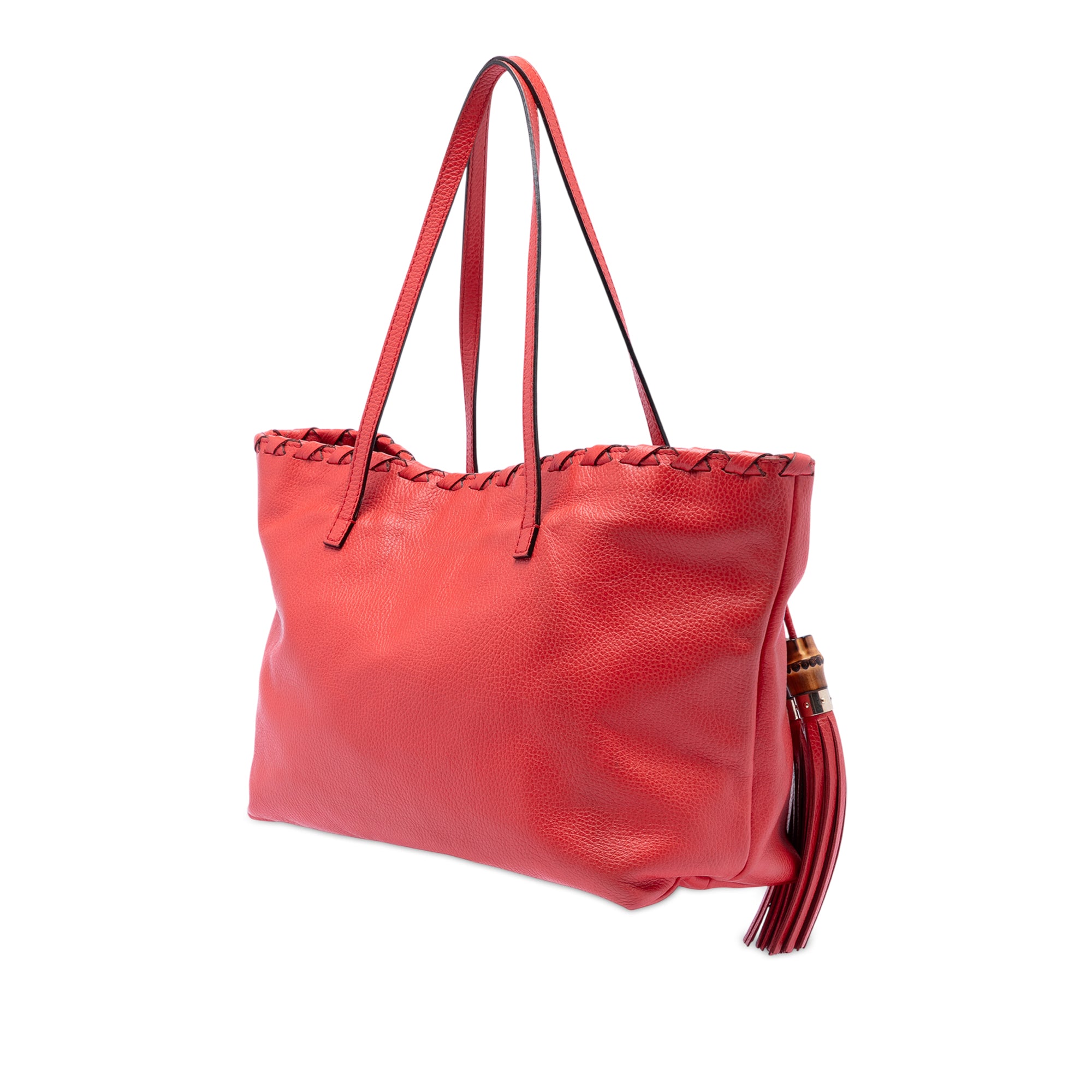 Leather Bamboo Tassel Tote - Image 2