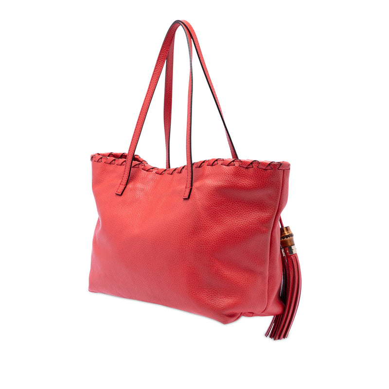 Leather Bamboo Tassel Tote - Image 2