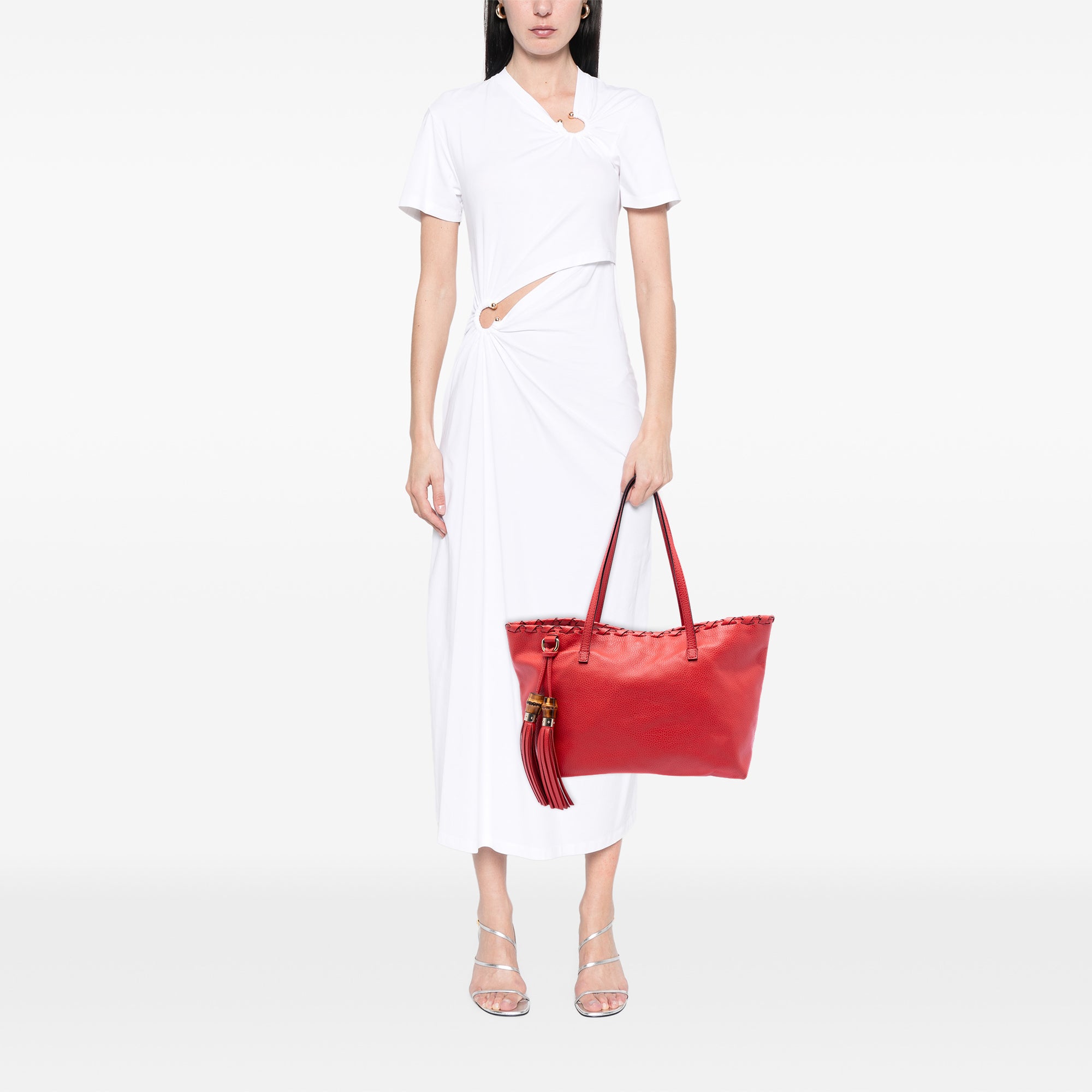 Leather Bamboo Tassel Tote - Image 7