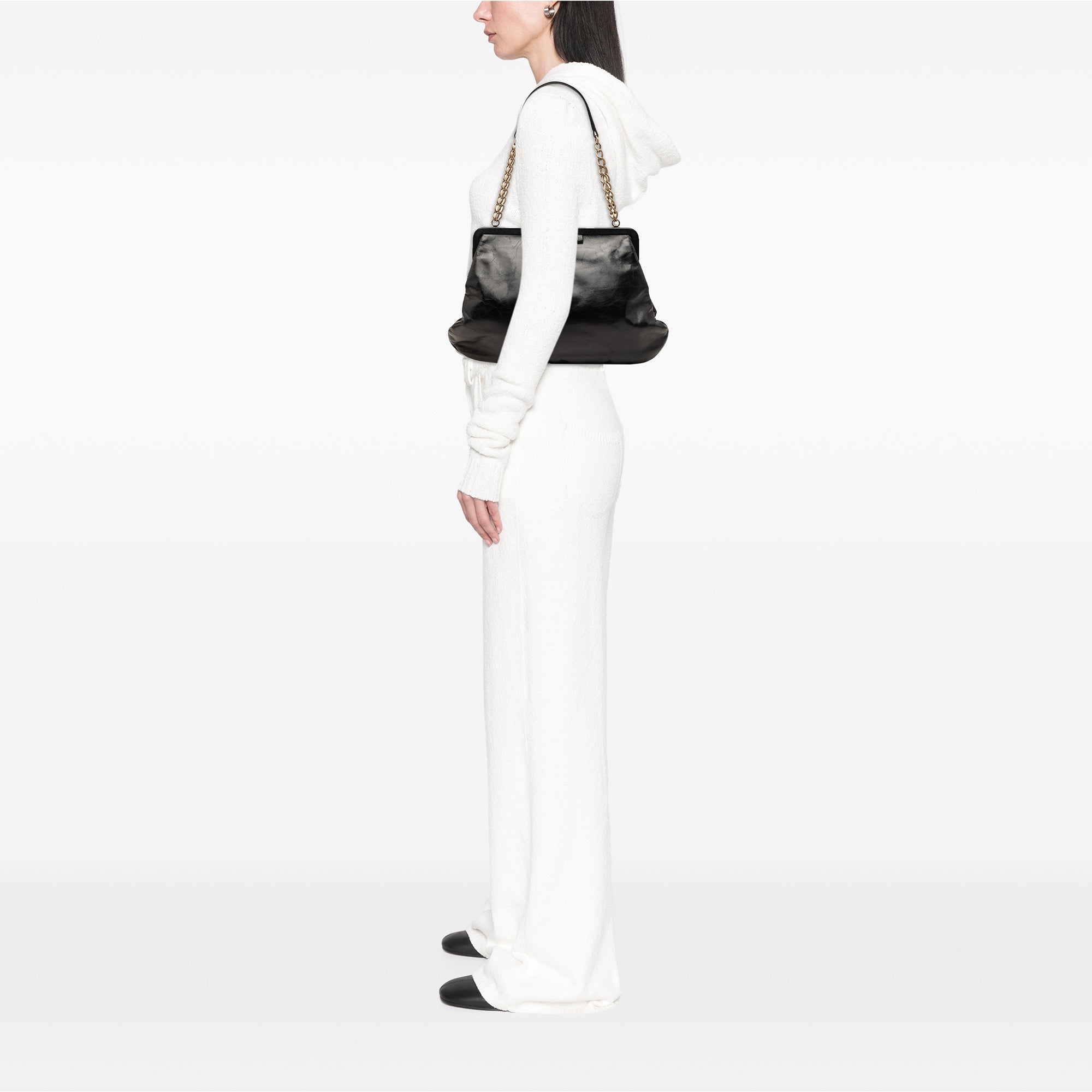 Glazed Calfskin Kiss Lock Frame Shoulder Bag - Image 7