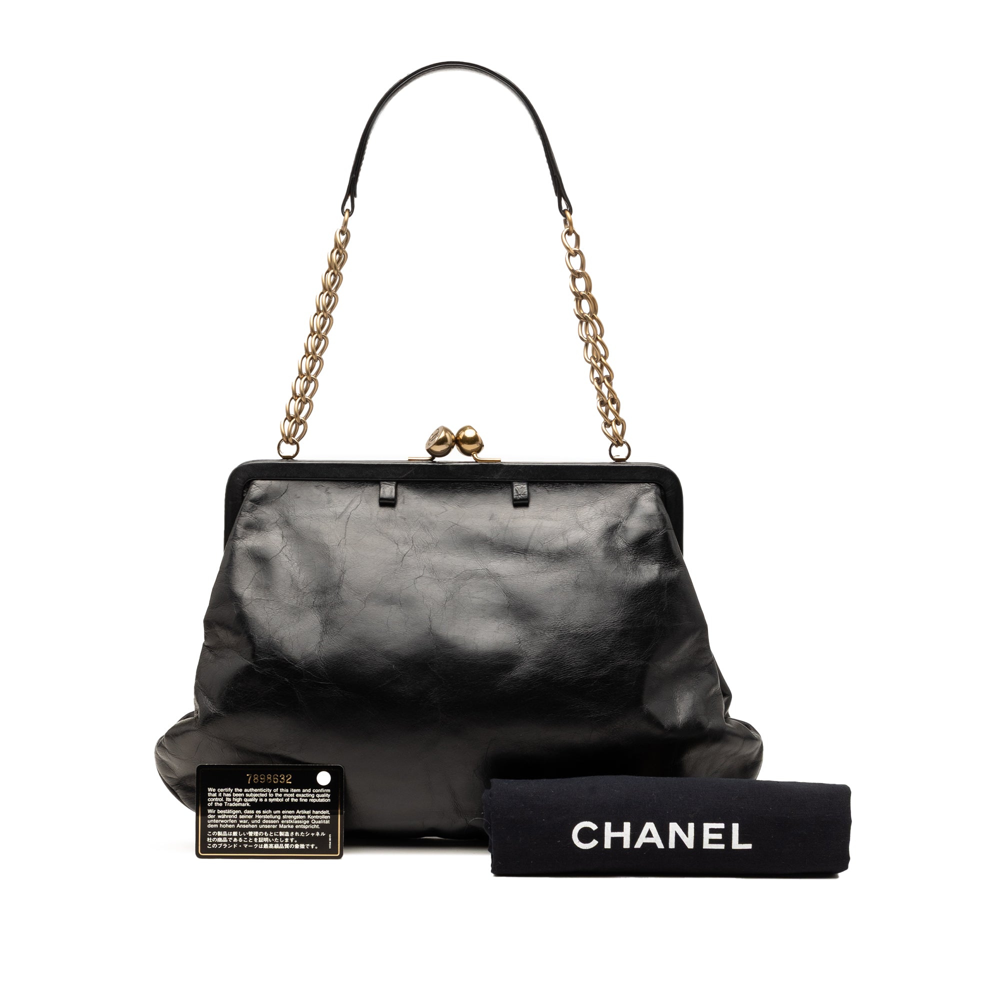 Glazed Calfskin Kiss Lock Frame Shoulder Bag - Image 8