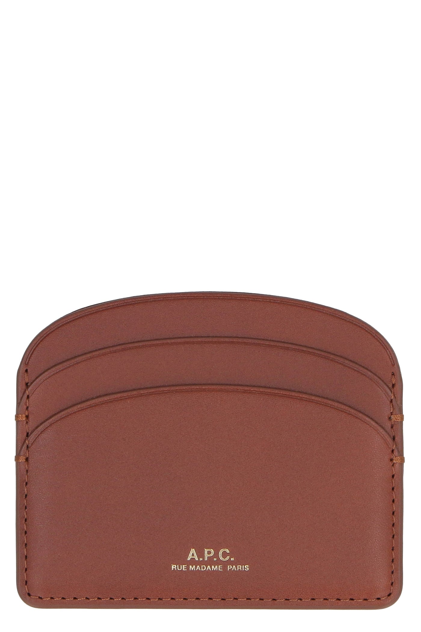 A.p.c. Logo-Embossed Leather Card Case — Brown Cowhide Wallets & Purses