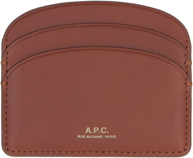 A.p.c. Logo-Embossed Leather Card Case — Brown Cowhide Wallets & Purses