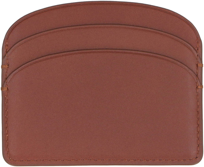 A.p.c. Logo-Embossed Leather Card Case — Brown Cowhide Wallets & Purses