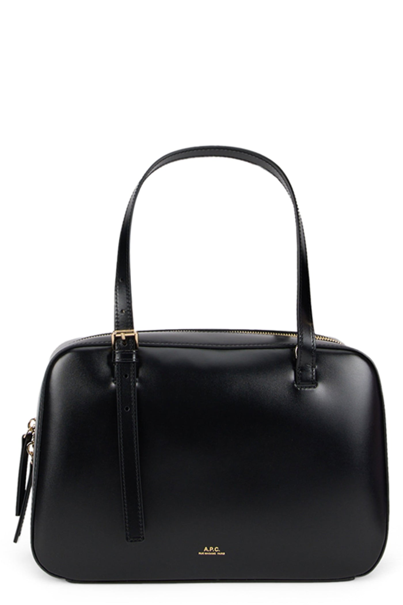 A.p.c. Glossy Calfskin Top Handle Bag — Black