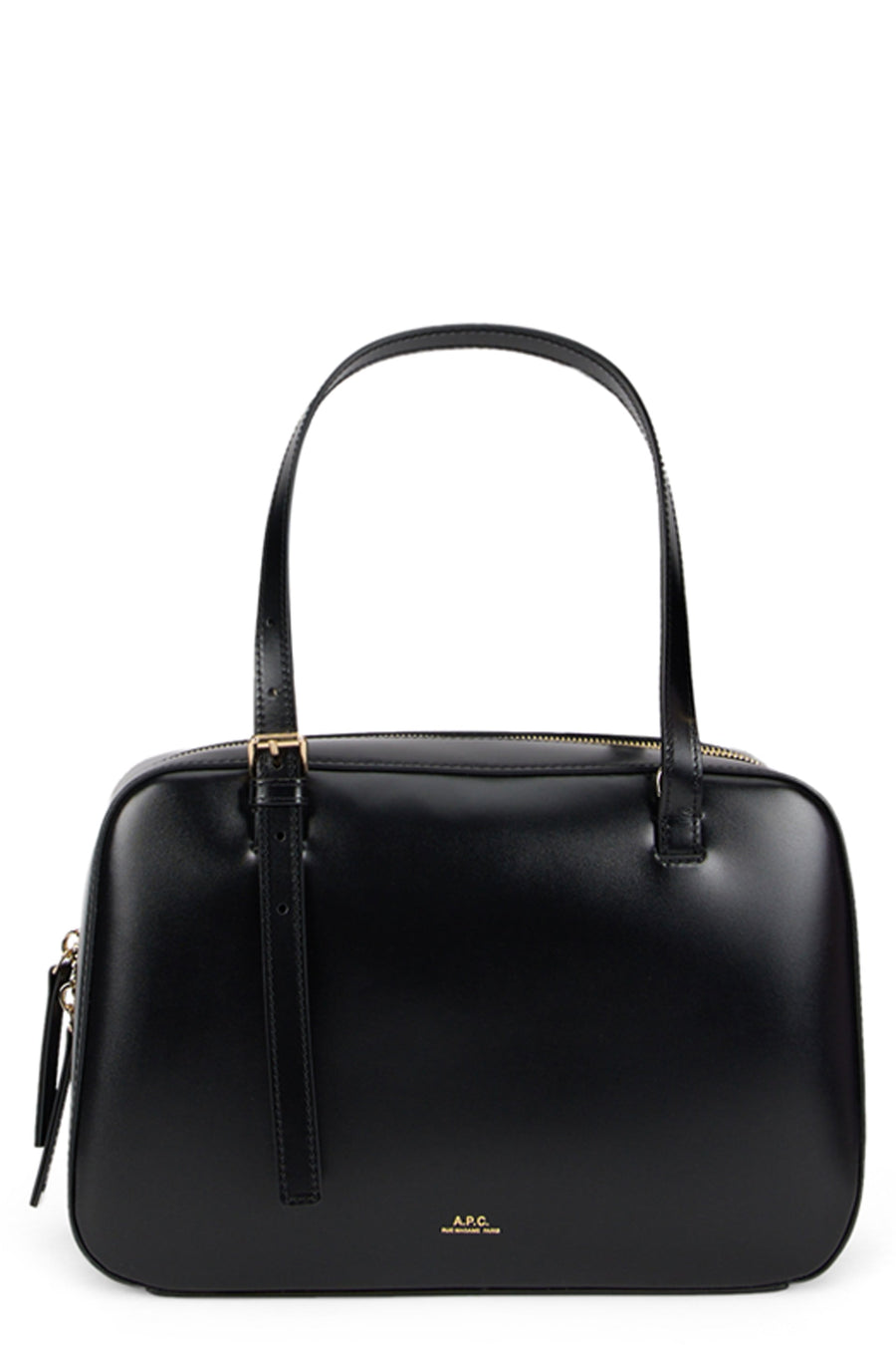 A.p.c. Glossy Calfskin Top Handle Bag — Black