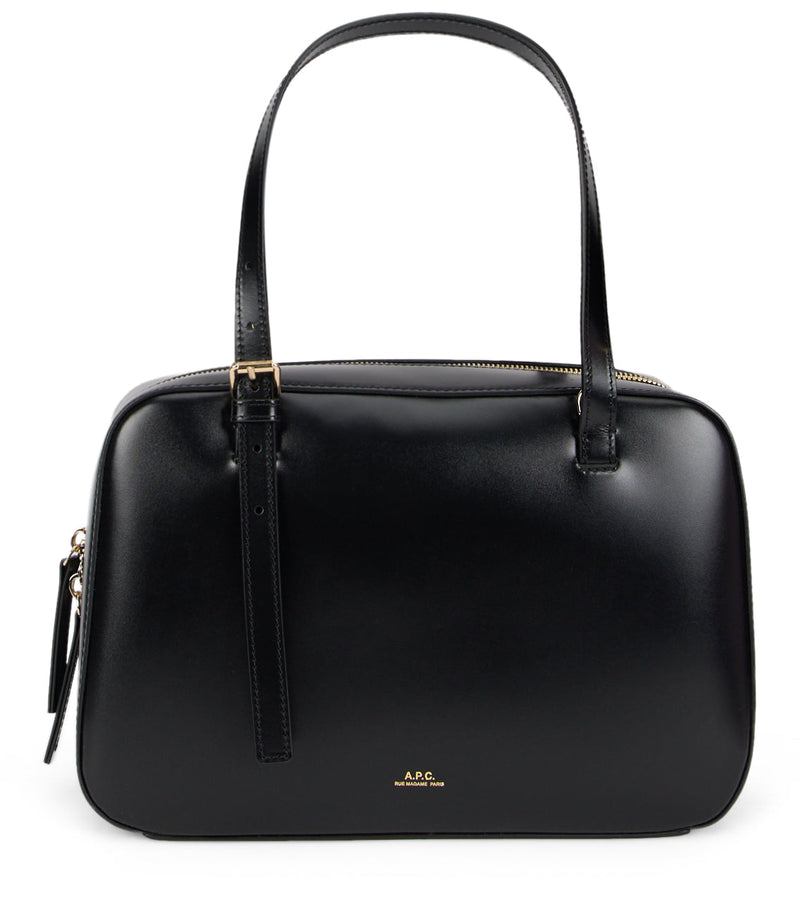 A.p.c. Glossy Calfskin Top Handle Bag — Black
