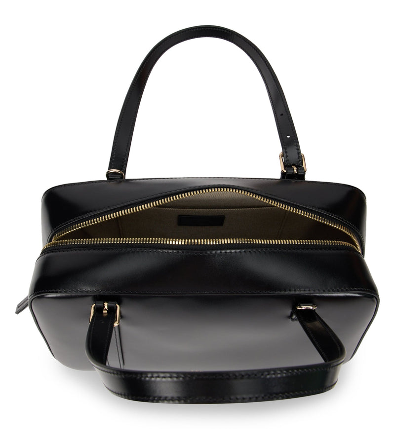 A.p.c. Glossy Calfskin Top Handle Bag — Black