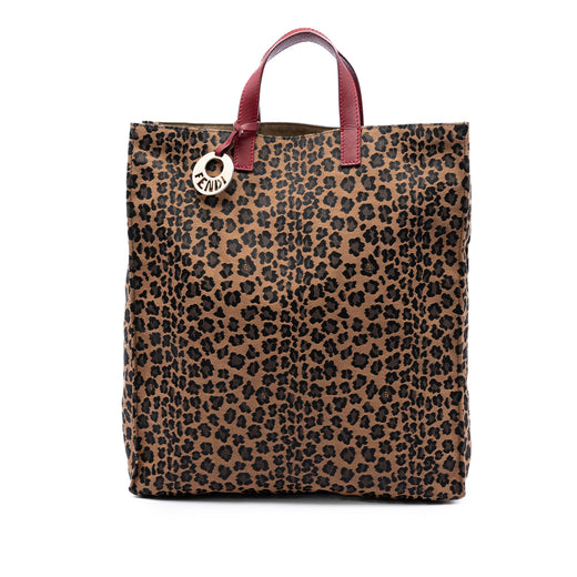 Leopard Printed Canvas Shopping Tote - Image 1