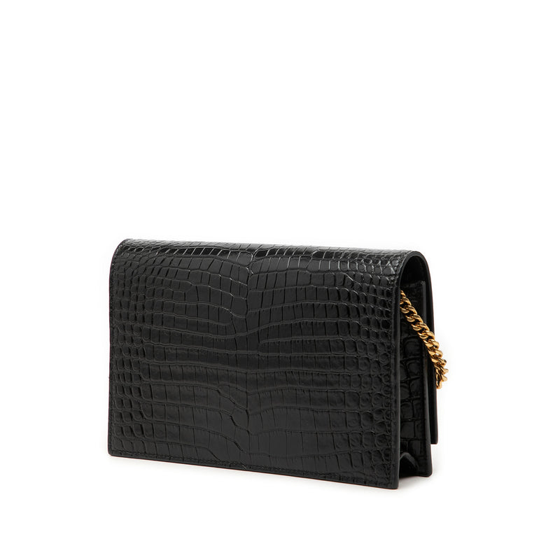 Small Croc Embossed Leather Monogram Kate Tassel Crossbody - Image 2