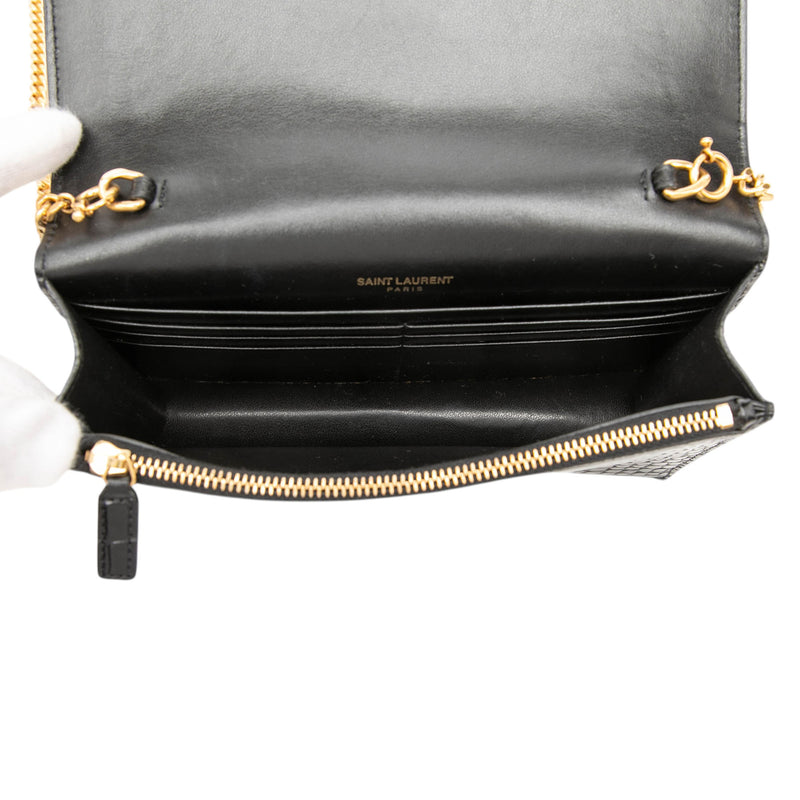 Small Croc Embossed Leather Monogram Kate Tassel Crossbody - Image 4