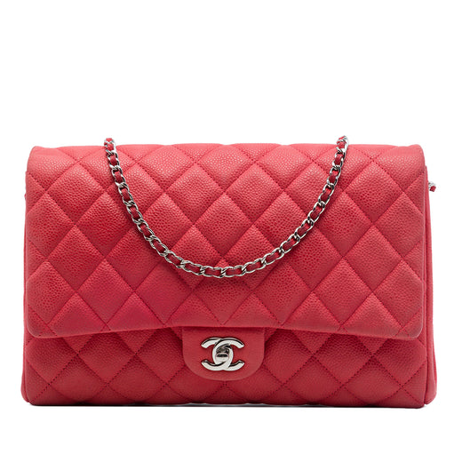 CC Quilted Caviar Flap Clutch with Chain - Image 1